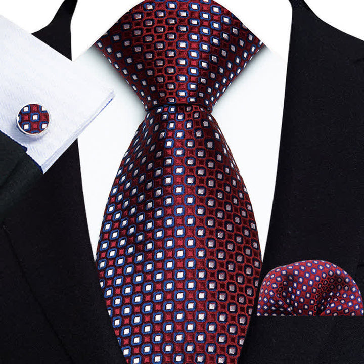 Set di 3 cravatte di lusso formali con motivo a pois da uomo - Rosso - image 1