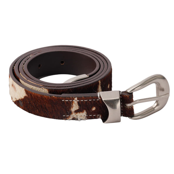 Cintura in pelle con fibbia argentata classica stampata in pelliccia sintetica - image 11