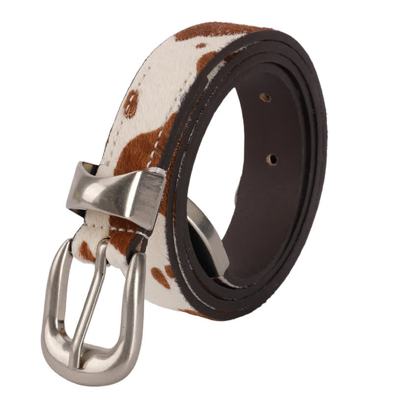 Cintura in pelle con fibbia argentata classica stampata in pelliccia sintetica - Cachi - 0,98" / 2,5 cm - 40 - image 3