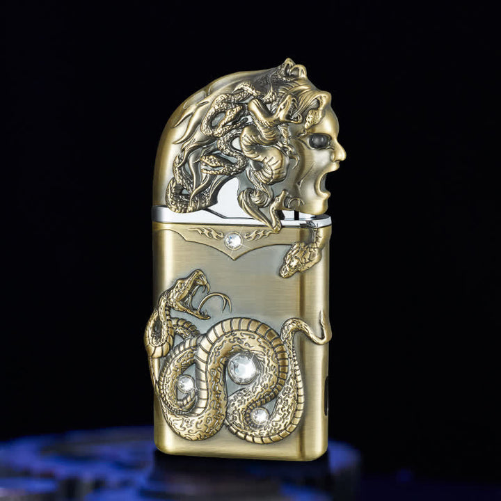 Accendino ricaricabile a butano con strass intarsiati a forma di serpente - Bronzo - image 8