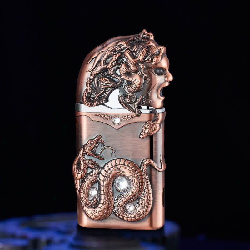 Accendino ricaricabile a butano con strass intarsiati a forma di serpente - Bronzo rosso - image 7