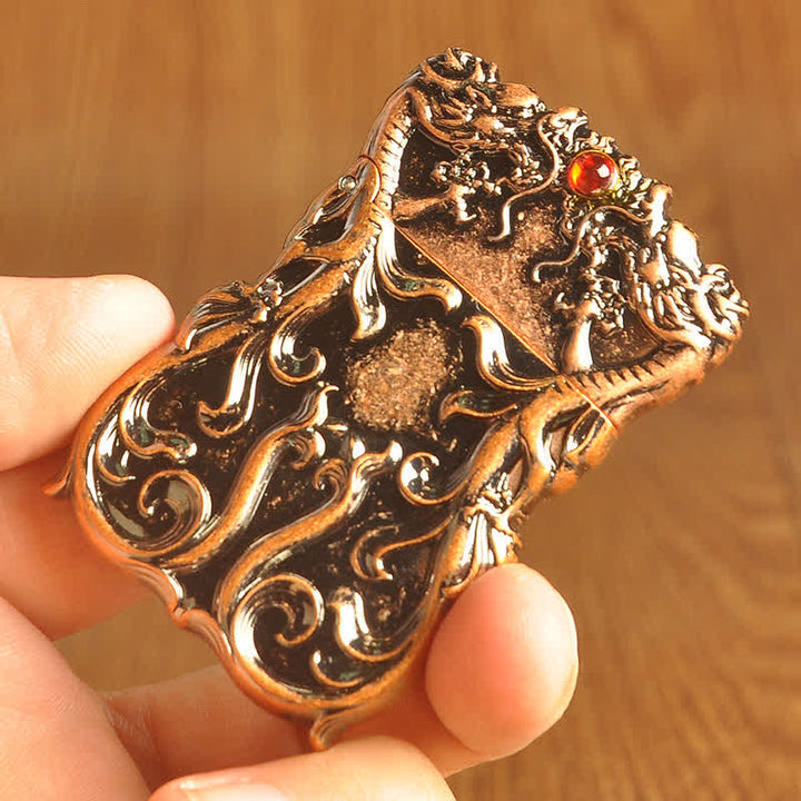 Accendino a cherosene ricaricabile Double Dragon Two Tone Color - Bronzo rosso antico - image 5