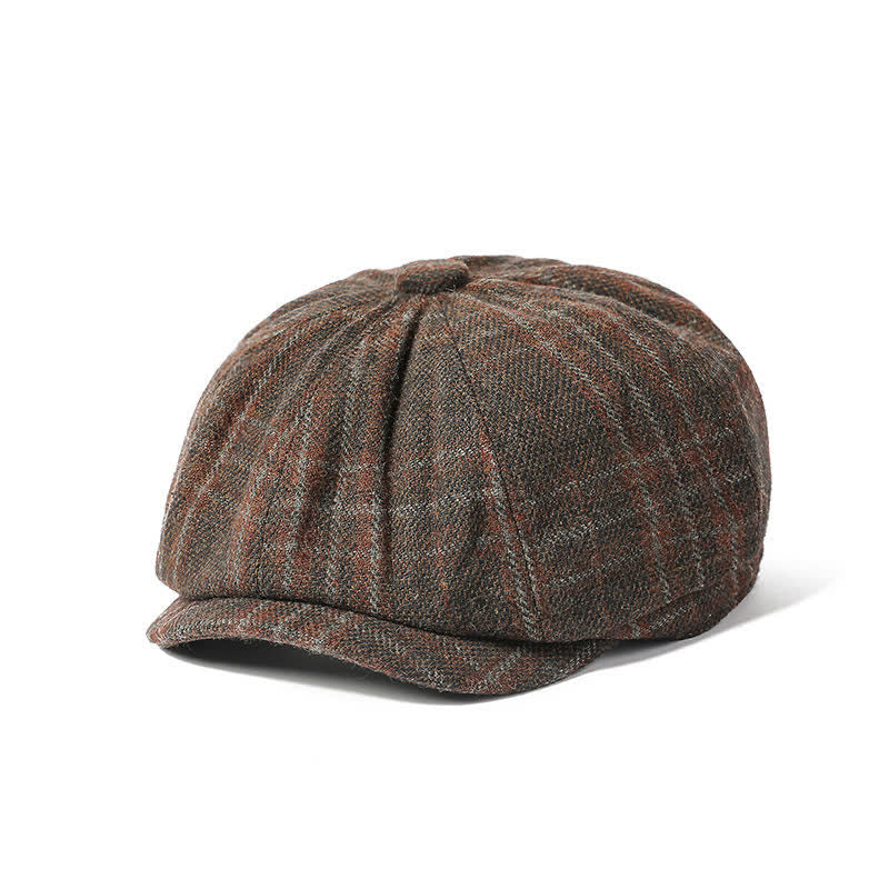 Cappello basco ottagonale da cowboy scozzese vintage da uomo - Caffè - Misura M (22"-22 7/8") - image 2