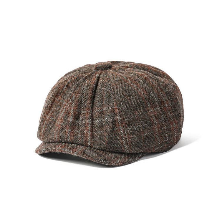 Cappello basco ottagonale da cowboy scozzese vintage da uomo - Caffè - Misura M (22"-22 7/8") - image 2
