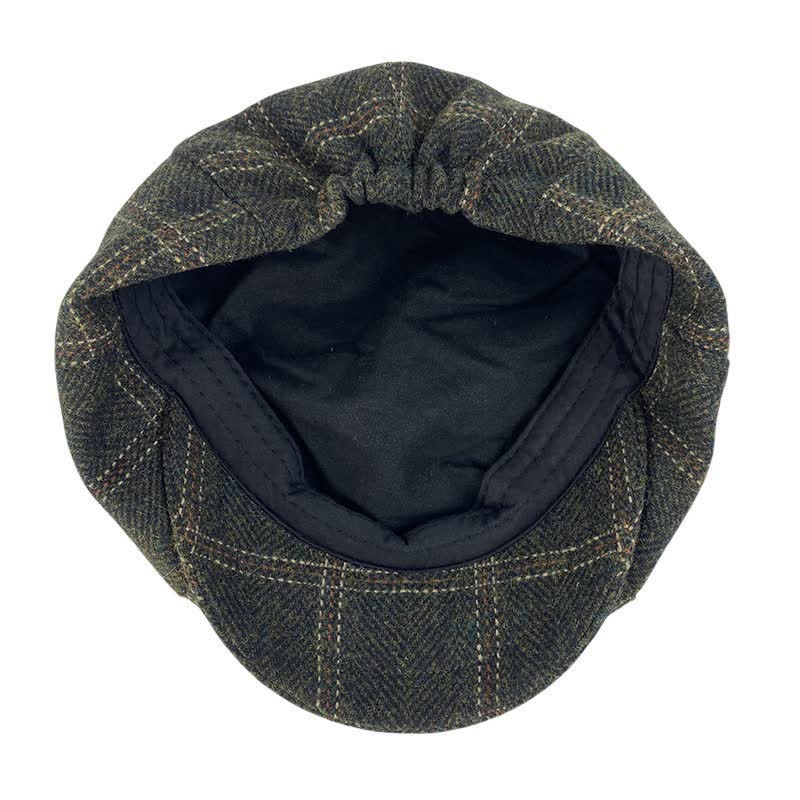 Cappello basco ottagonale da pittore britannico a quadri retrò verde scuro - image 4