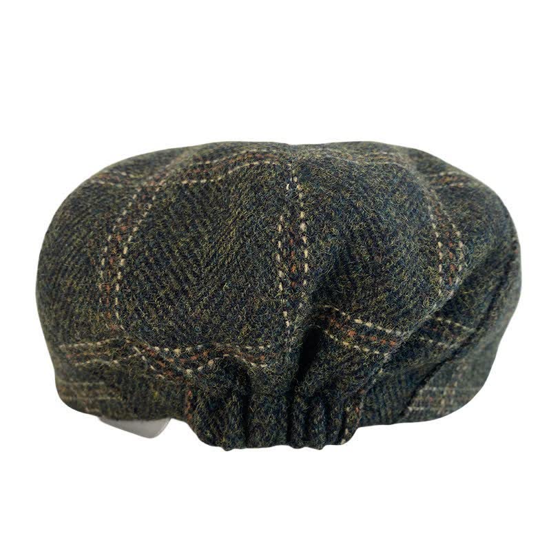 Cappello basco ottagonale da pittore britannico a quadri retrò verde scuro - image 3