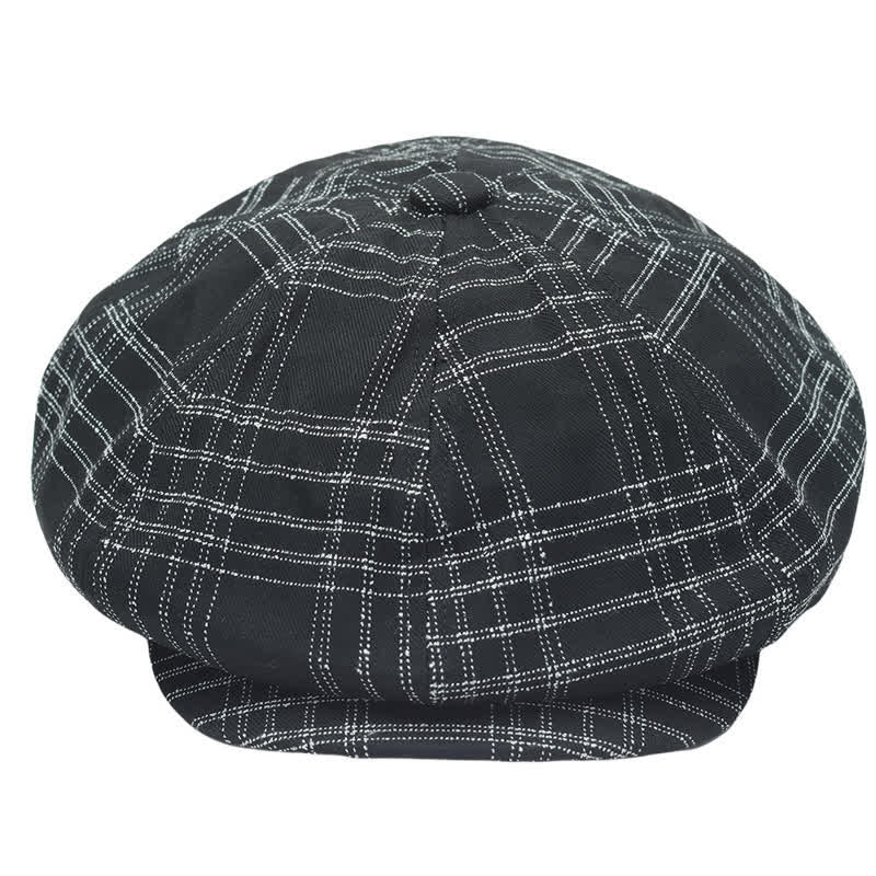 Cappello da cowboy basco ottagonale semplice a quadri bianchi e neri - image 1