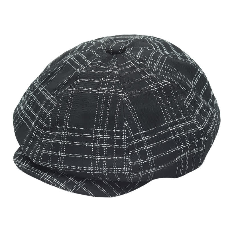 Cappello da cowboy basco ottagonale semplice a quadri bianchi e neri - Nero - Taglia XL (24"-24 1/2") - image 0