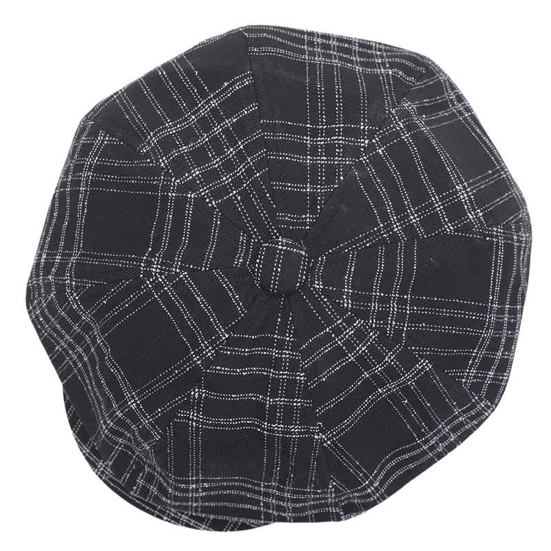 Cappello da cowboy basco ottagonale semplice a quadri bianchi e neri - image 2