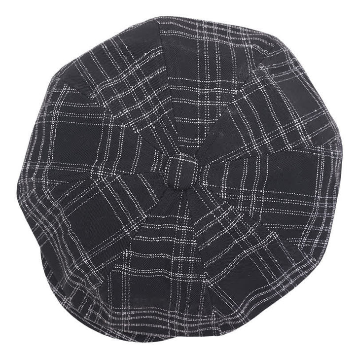 Cappello da cowboy basco ottagonale semplice a quadri bianchi e neri - image 2