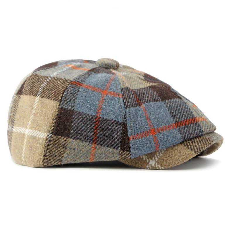 Cappello basco da giornalaio in finta lana tweed - image 1