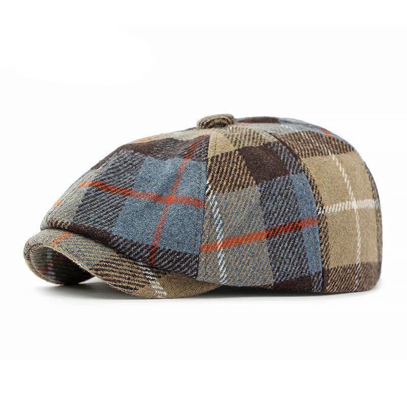 Cappello basco da giornalaio in finta lana tweed - Cachi - Regolabile (21 5/8"-23 1/4") - image 0