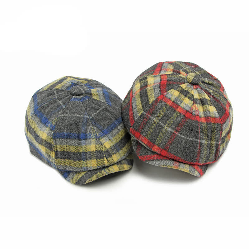 Cappello da strillone a otto pannelli a quadri tradizionali, berretto britannico - image 1