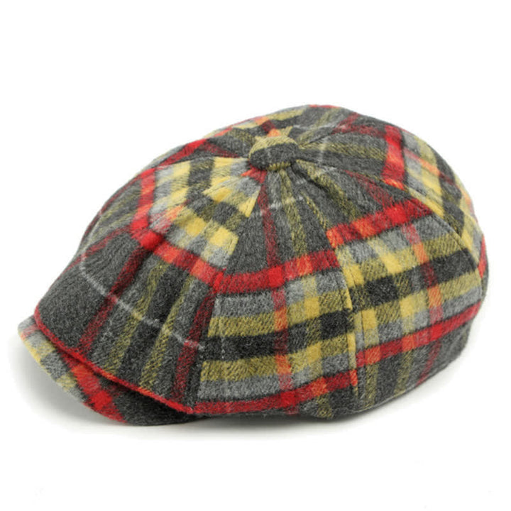 Cappello da strillone a otto pannelli a quadri tradizionali, berretto britannico - image 3