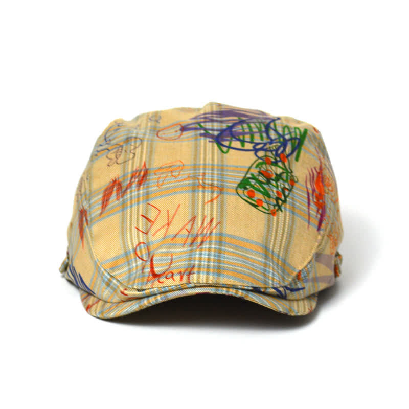 Cappello basco a quadri con motivo graffiti unico ed elegante - image 1