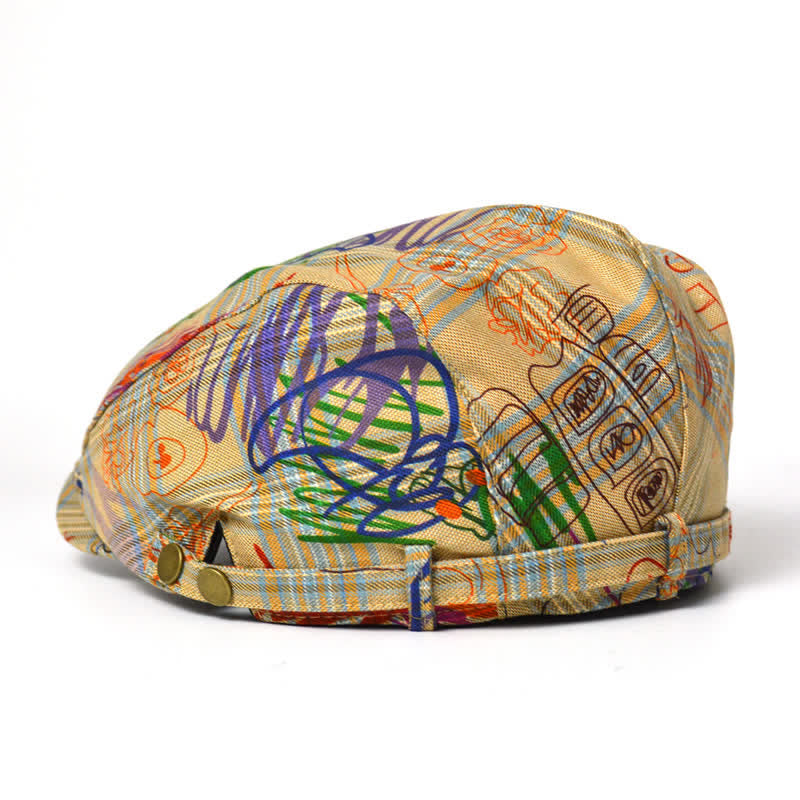 Cappello basco a quadri con motivo graffiti unico ed elegante - image 3