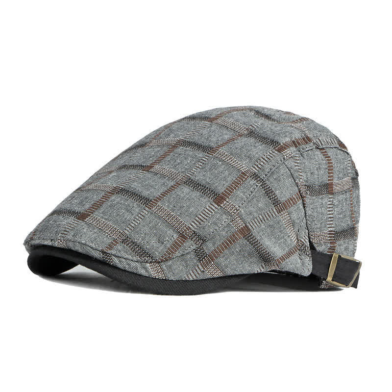 Cappello basco con motivo a quadri semplice e colore a contrasto - Grigio - Regolabile (21 5/8"-23 5/8") - image 0