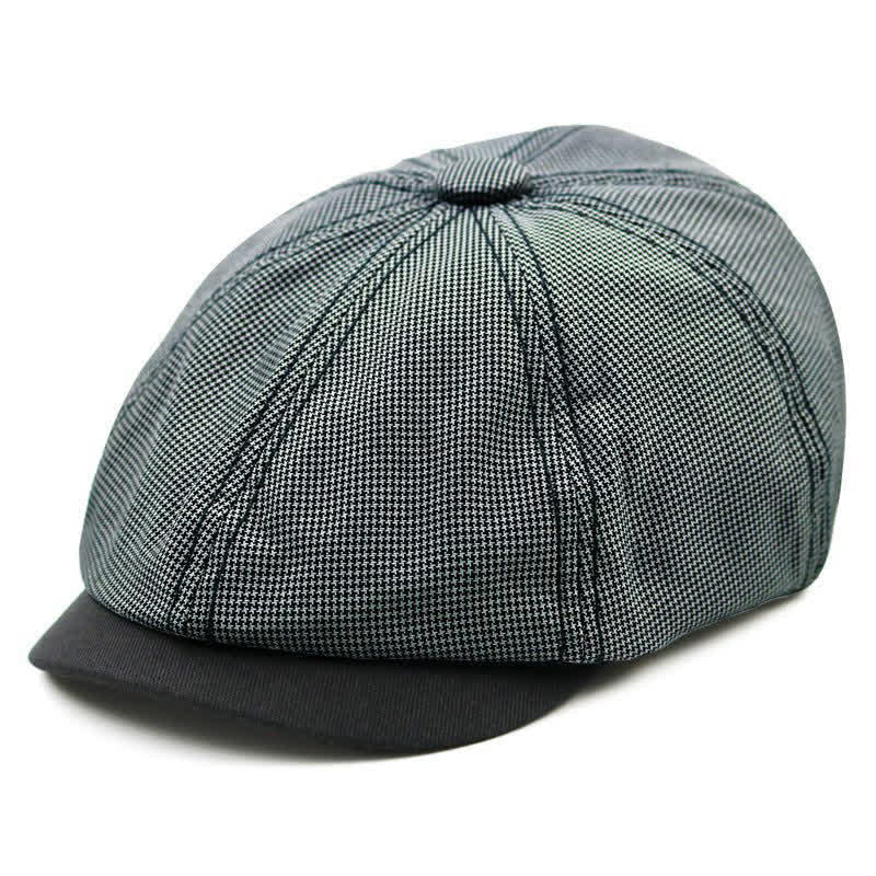 Cappello basco casual con patchwork pied de poule - Grigio scuro - Regolabile (22"-23 1/4") - image 0