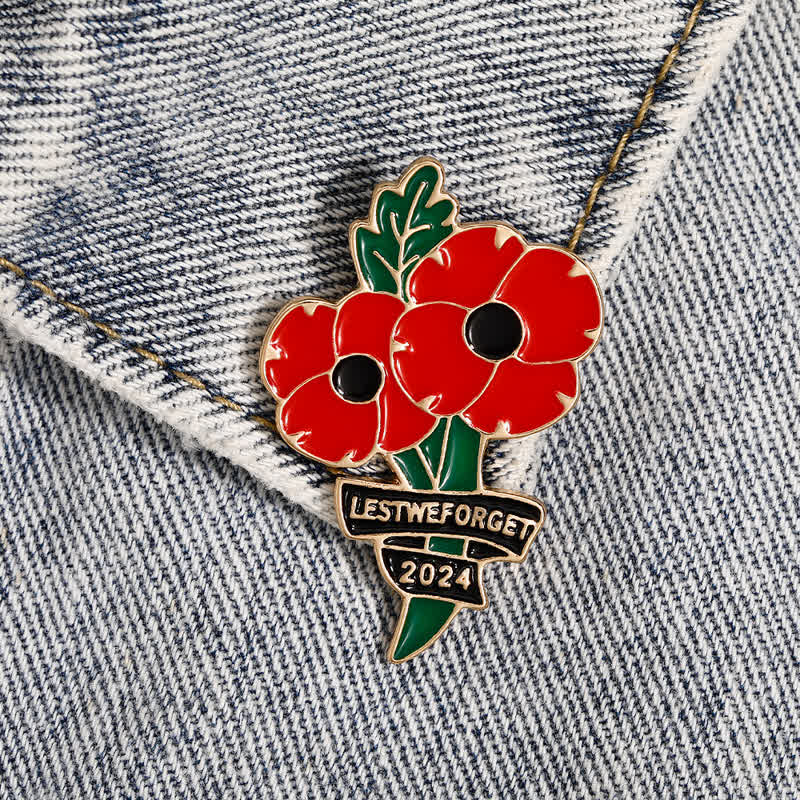 Spilla "Memorial Day Black Red Poppy Lest We Forget" - image 1