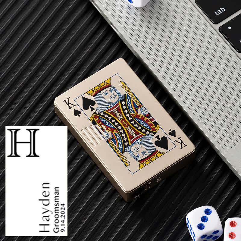 Accendino a butano ricaricabile personalizzato con retro personalizzato e carte da poker - Oro K - Progetto #H - image 31