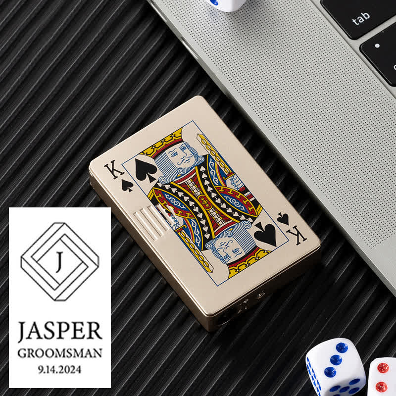 Accendino a butano ricaricabile personalizzato con retro personalizzato e carte da poker - Oro K - Progettare #G - image 30
