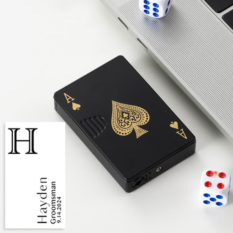 Accendino a butano ricaricabile personalizzato con retro personalizzato e carte da poker - Nero A - Progetto #H - image 52