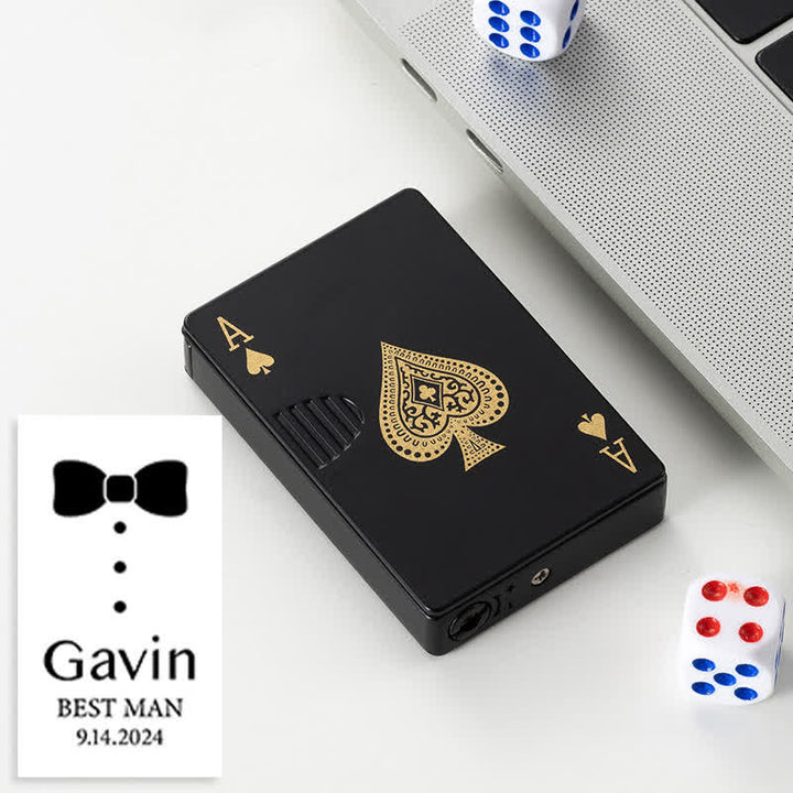 Accendino a butano ricaricabile personalizzato con retro personalizzato e carte da poker - Nero A - Disegno #I - image 53