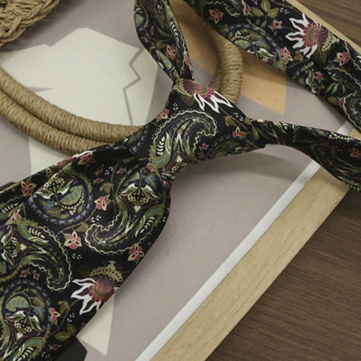 Cravatta da uomo verde scuro con stampa Paisley fantastica - image 1