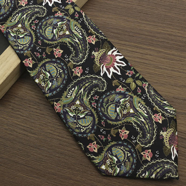 Cravatta da uomo verde scuro con stampa Paisley fantastica - image 2