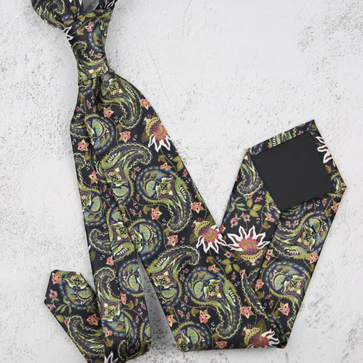 Cravatta da uomo verde scuro con stampa Paisley fantastica - image 3