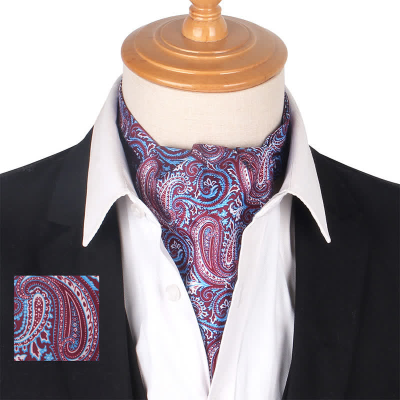 Cravatta Ascot viola nera stampata Royal Paisley di lusso - Viola - image 0