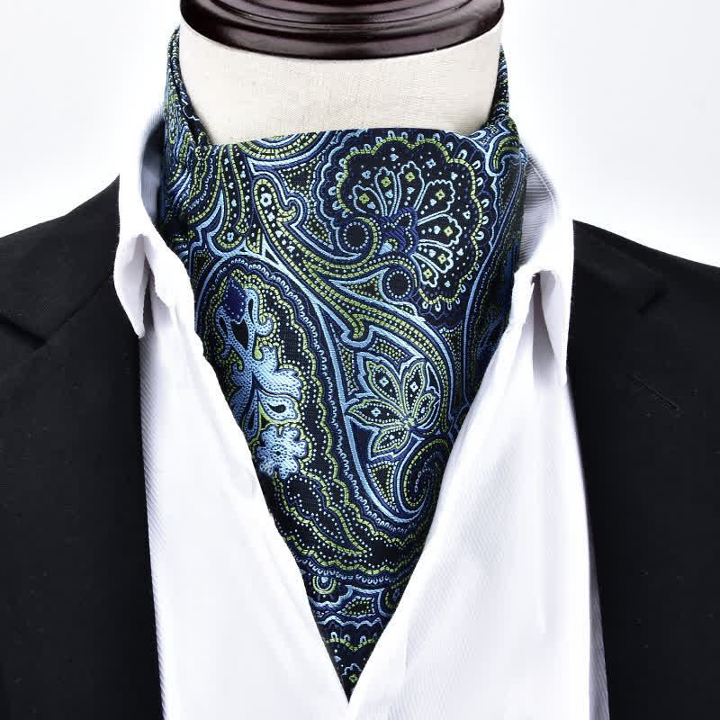 Cravatta Ascot formale con accessorio da collo vintage Paisley Party - Verde scuro - image 0