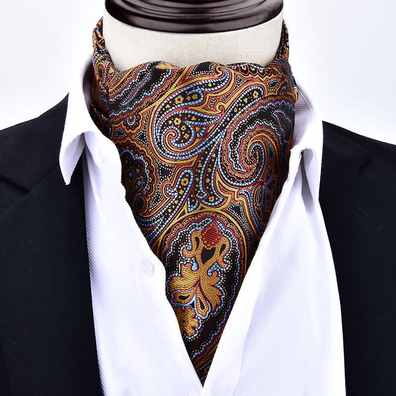 Cravatta Ascot formale con accessorio da collo vintage Paisley Party - Marrone - image 2