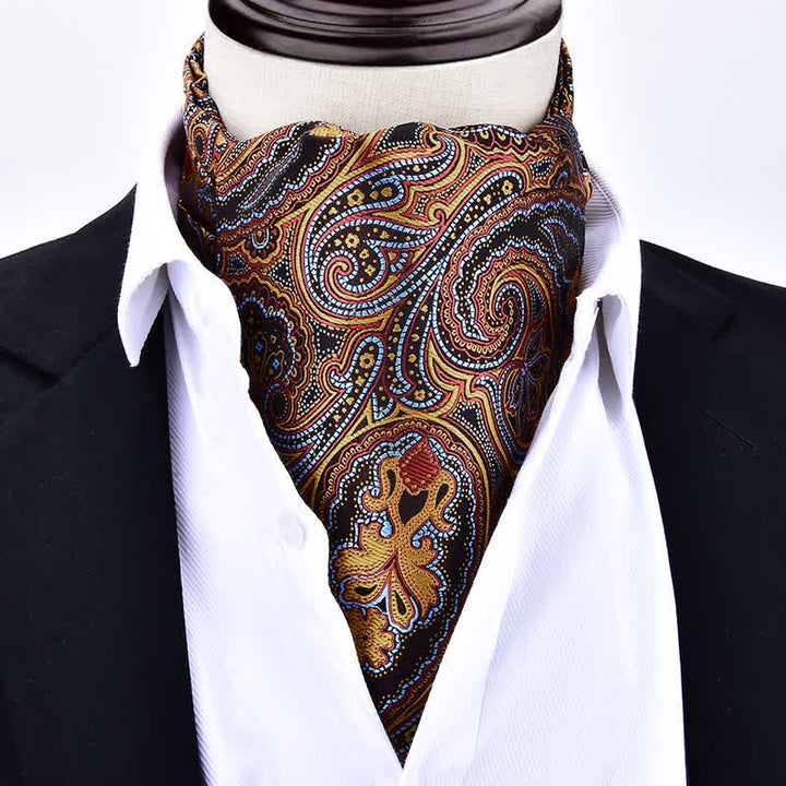 Cravatta Ascot formale con accessorio da collo vintage Paisley Party - Marrone - image 2