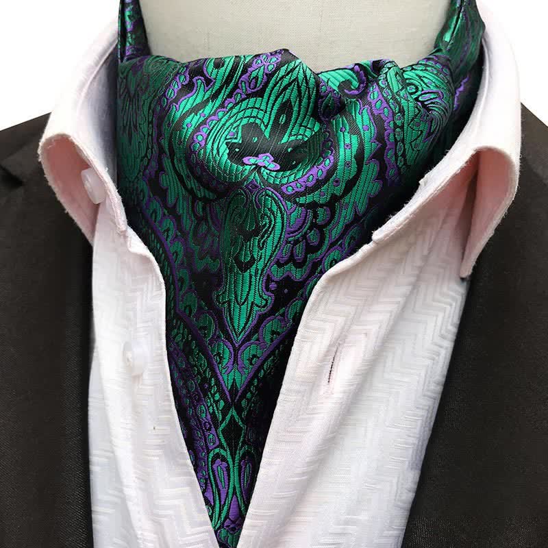 Cravatta Ascot con stampa Paisley verde e viola magica - Verde e viola - image 0
