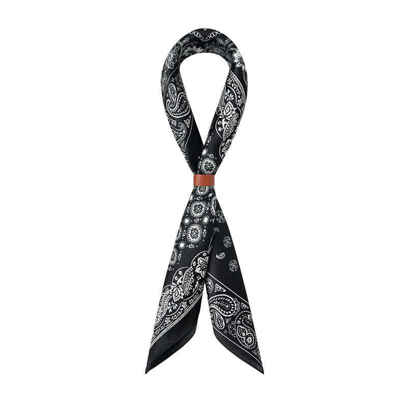 Sciarpa quadrata con motivo a griglia a quattro riquadri Paisley bianco e nero - image 4