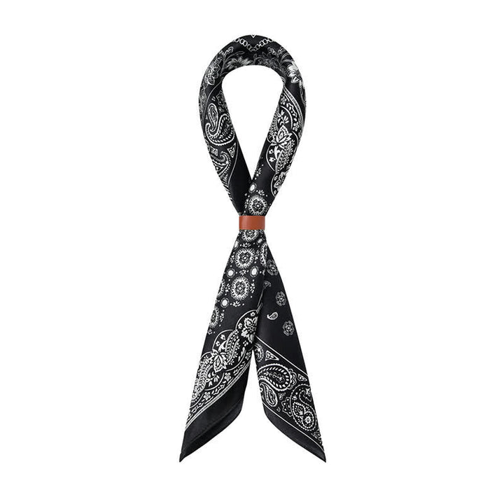 Sciarpa quadrata con motivo a griglia a quattro riquadri Paisley bianco e nero - image 4