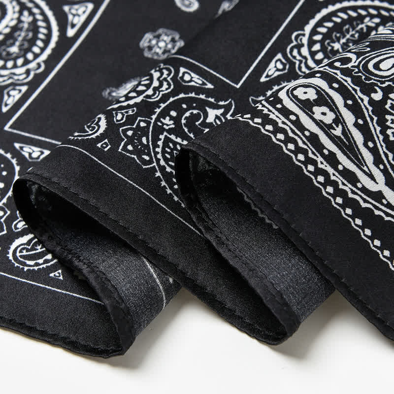 Sciarpa quadrata con motivo a griglia a quattro riquadri Paisley bianco e nero - image 7