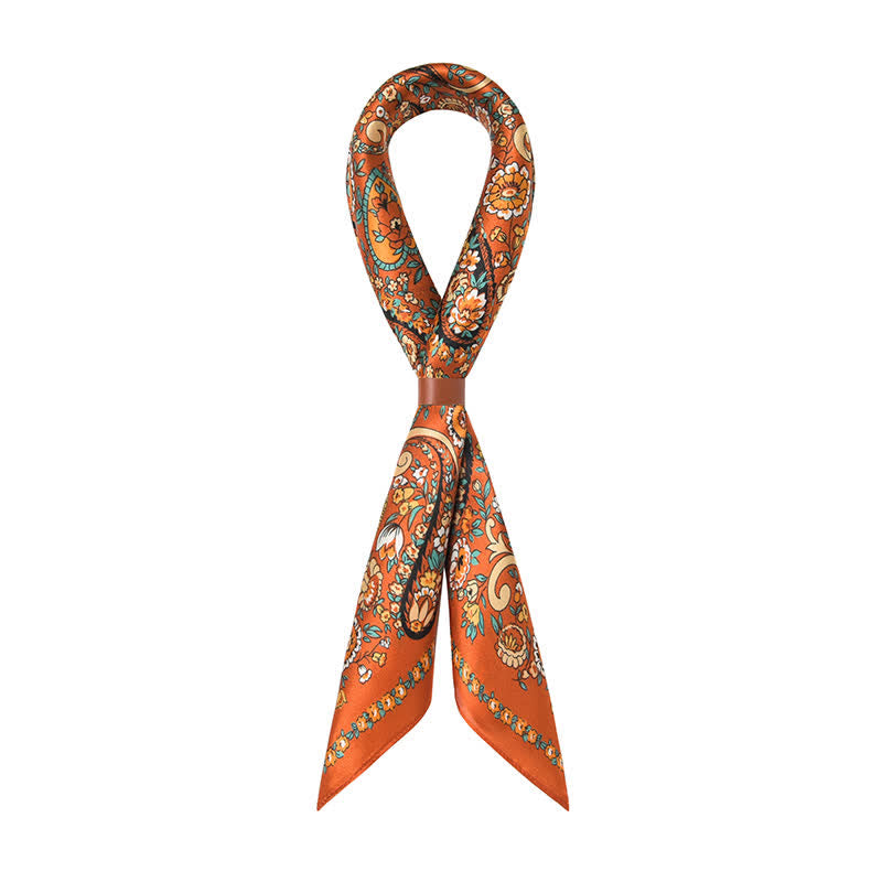 Sciarpa quadrata con motivo floreale Paisley selvaggio arancione in stile Weastern - image 4