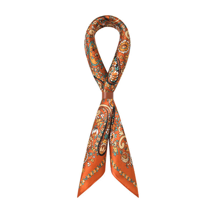 Sciarpa quadrata con motivo floreale Paisley selvaggio arancione in stile Weastern - image 4