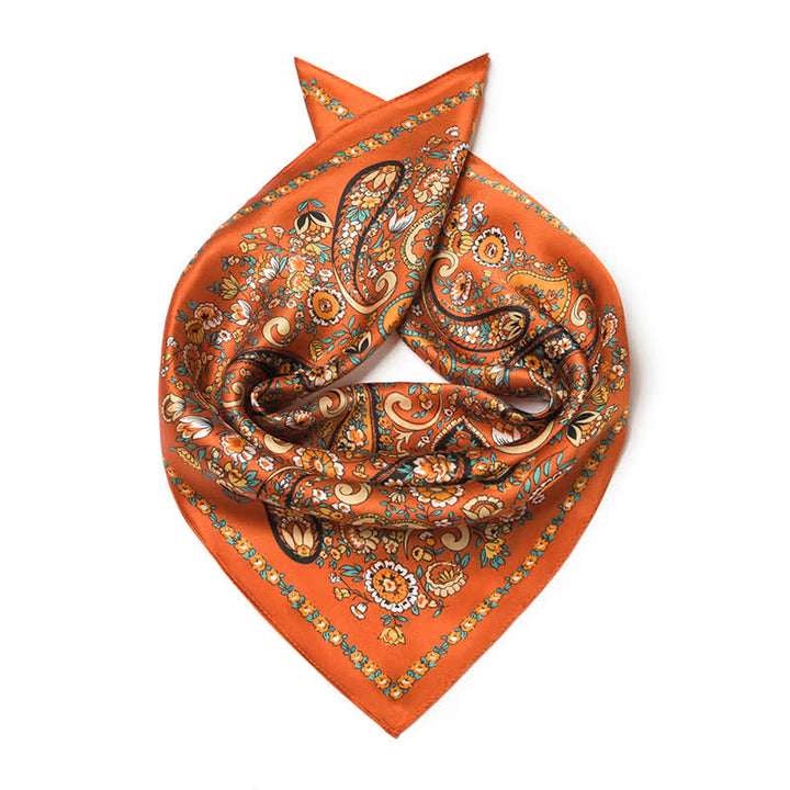 Sciarpa quadrata con motivo floreale Paisley selvaggio arancione in stile Weastern - image 3