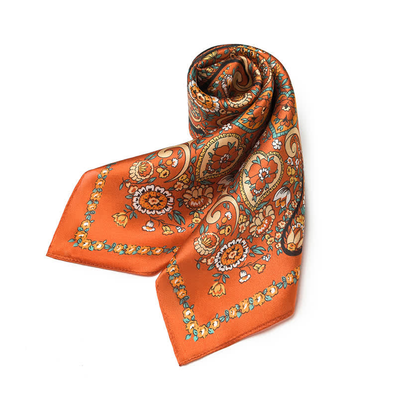 Sciarpa quadrata con motivo floreale Paisley selvaggio arancione in stile Weastern - image 2