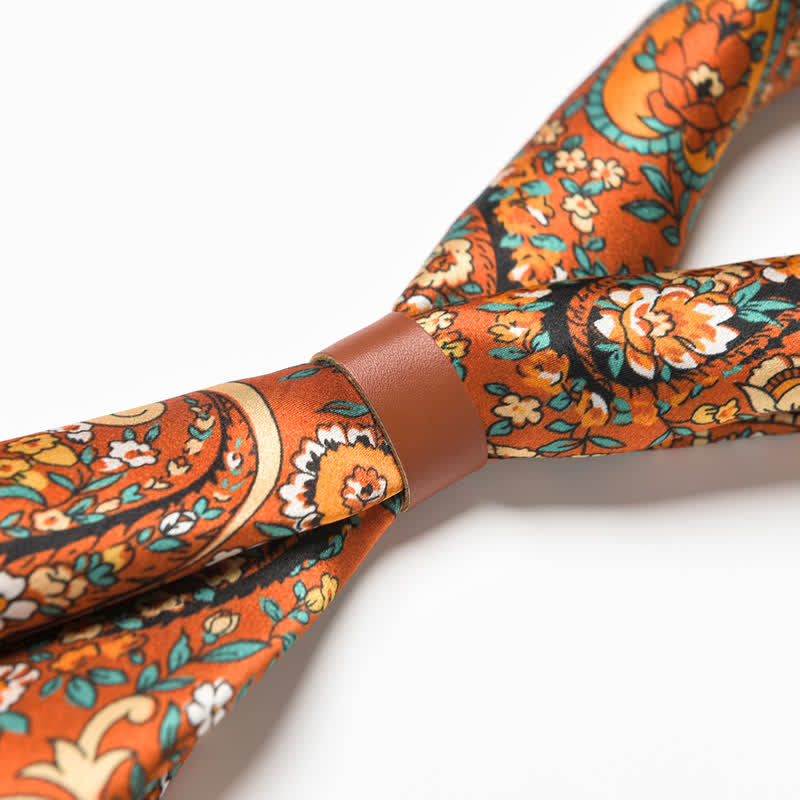 Sciarpa quadrata con motivo floreale Paisley selvaggio arancione in stile Weastern - image 5