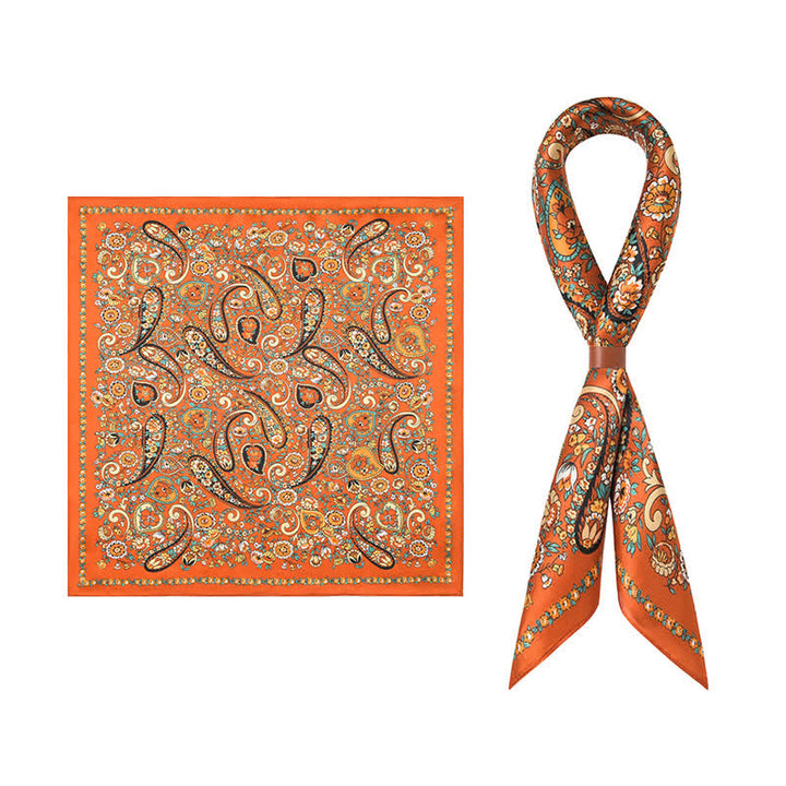 Sciarpa quadrata con motivo floreale Paisley selvaggio arancione in stile Weastern - Arancia - image 0