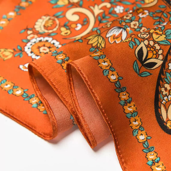 Sciarpa quadrata con motivo floreale Paisley selvaggio arancione in stile Weastern - image 7