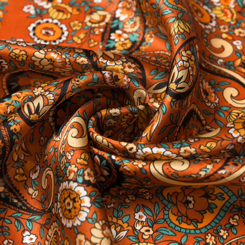 Sciarpa quadrata con motivo floreale Paisley selvaggio arancione in stile Weastern - image 6
