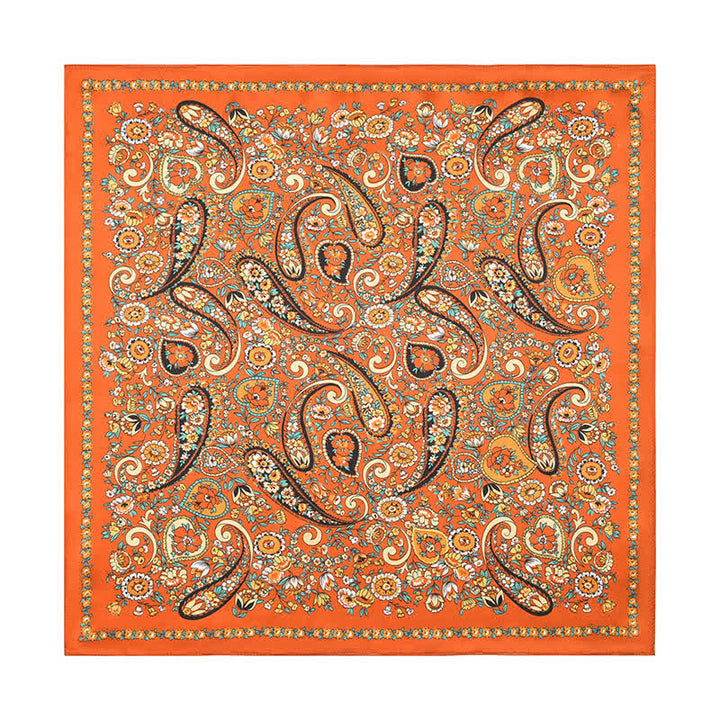 Sciarpa quadrata con motivo floreale Paisley selvaggio arancione in stile Weastern - image 1