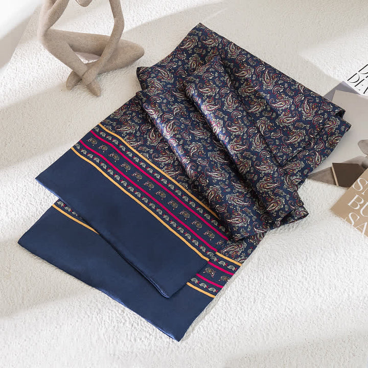 Sciarpa lunga e sottile in pura seta con motivo Paisley Checker vintage da uomo - Stile n. 1 - image 0