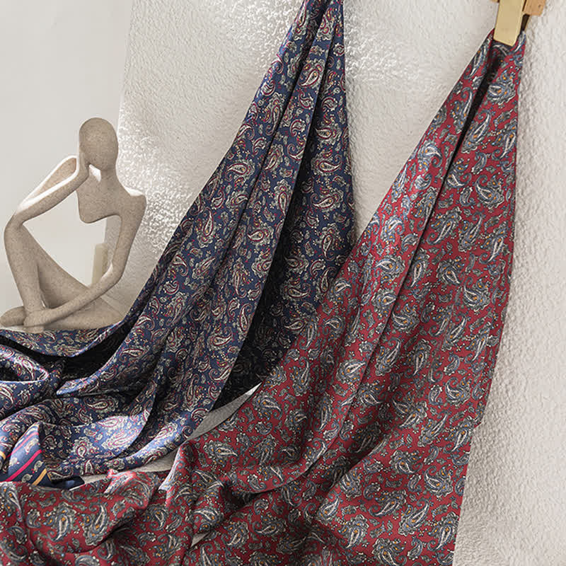 Sciarpa lunga e sottile in pura seta con motivo Paisley Checker vintage da uomo - image 2