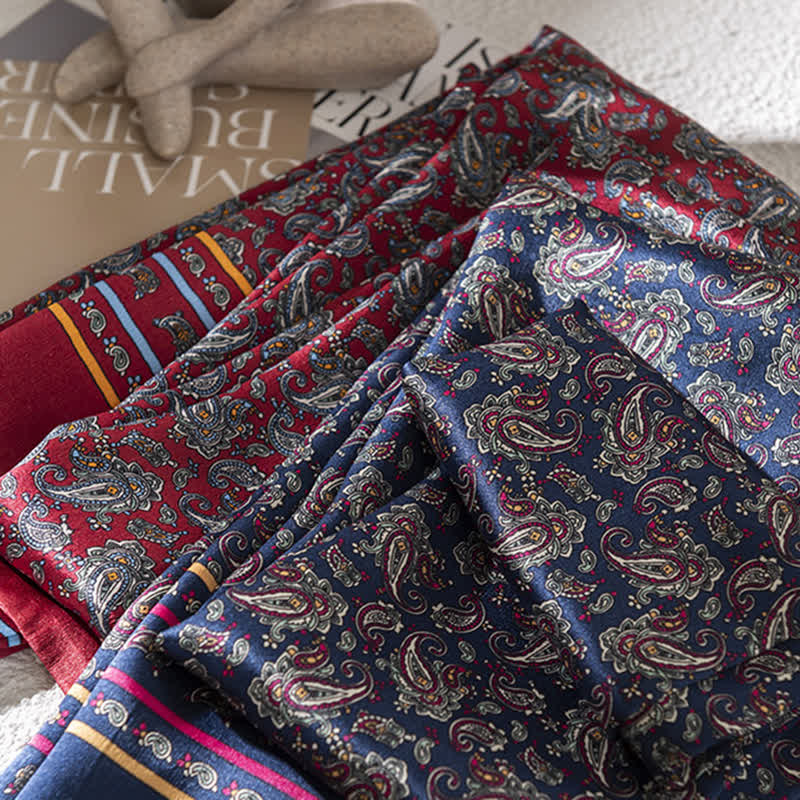 Sciarpa lunga e sottile in pura seta con motivo Paisley Checker vintage da uomo - image 1